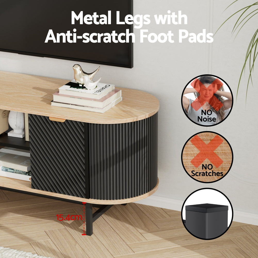 Artiss TV Unit Entertainment Unit Storage Cabinet Black Pine Awezingly