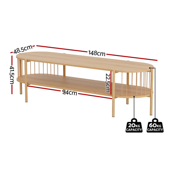 Artiss TV Unit Entertainment Unit Storage Shelf 148cm Pine Artiss