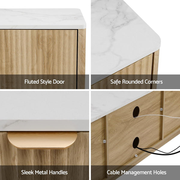 Artiss TV Unit Entertainment Unit Storage Drawer Shelf 150cm Pine Awezingly