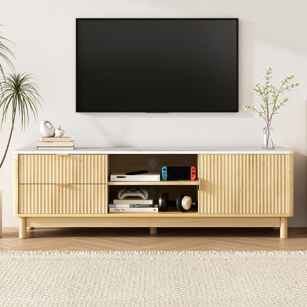 Artiss TV Unit Entertainment Unit Storage Drawer Shelf 150cm Pine Awezingly