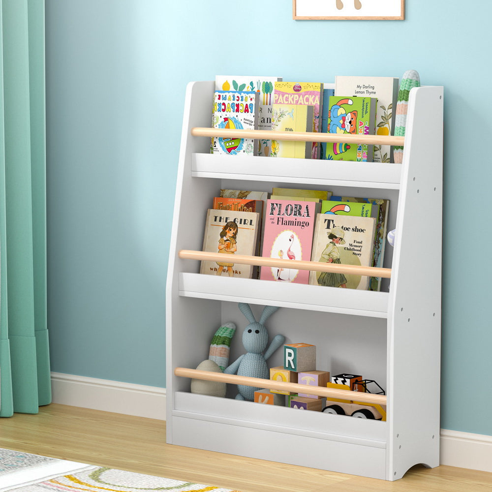 Keezi Kids Bookshelf 3 Tiers Storage Children Bookcase Organiser Display Shelf Keezi