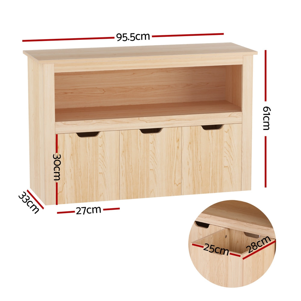 Keezi Kids Bookshelf 3 Drawers Storage Children Bookcase Toy Organiser Display Wooden Awezingly