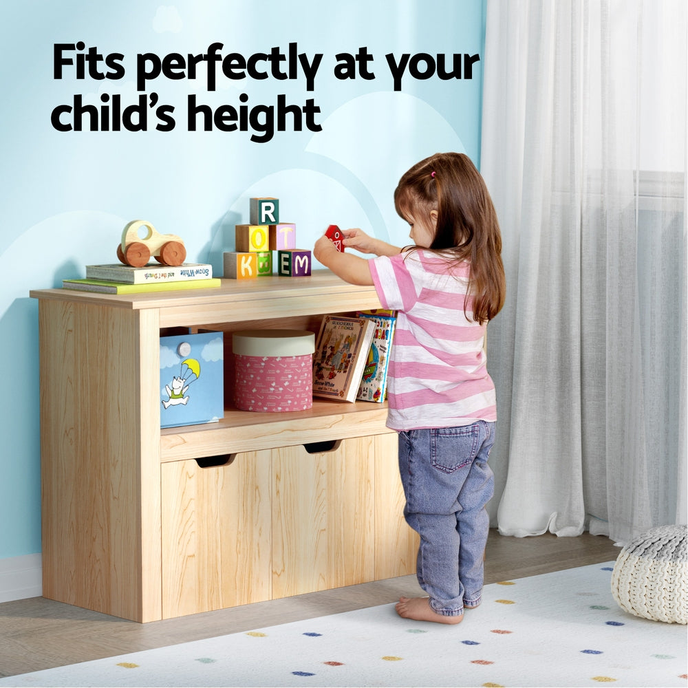 Keezi Kids Bookshelf 3 Drawers Storage Children Bookcase Toy Organiser Display Wooden Awezingly