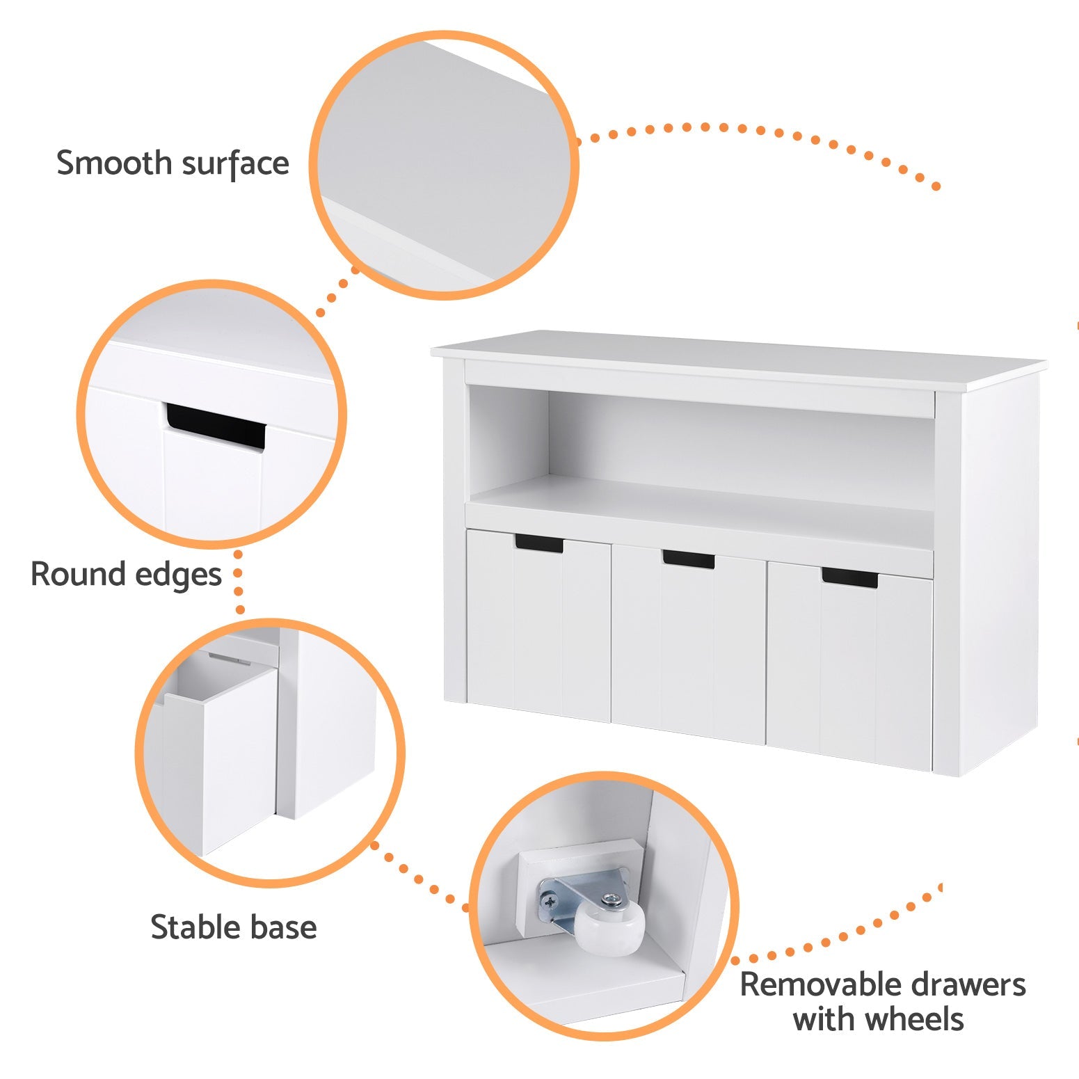 Keezi Kids Bookshelf 3 Drawers Storage Children Bookcase Toy Organiser Display Keezi