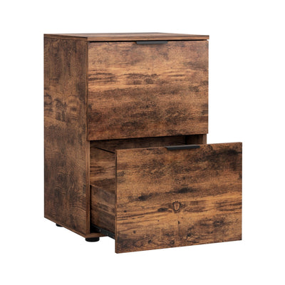 Artiss Filing Cabinet Files Storage Office Shelves File Organiser Rustic Brown 2 Drawer