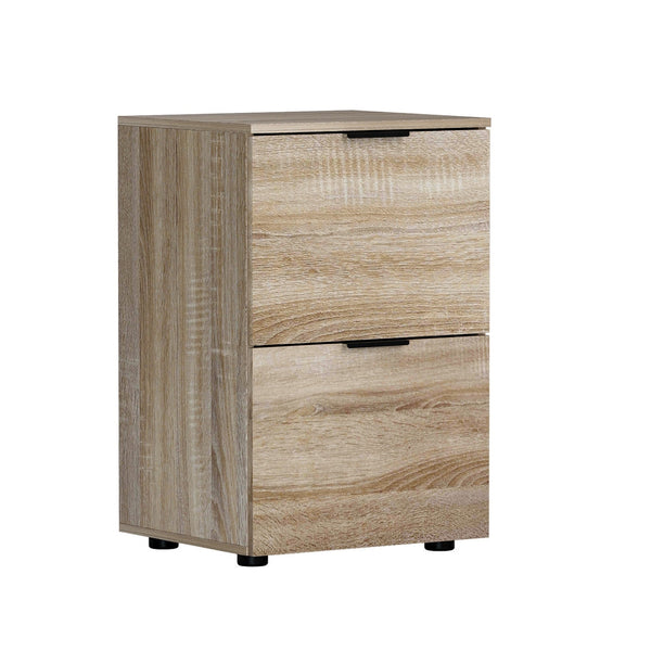 Artiss Filing Cabinet Files Storage Office Shelves File Organiser Oak 2 Drawer Artiss
