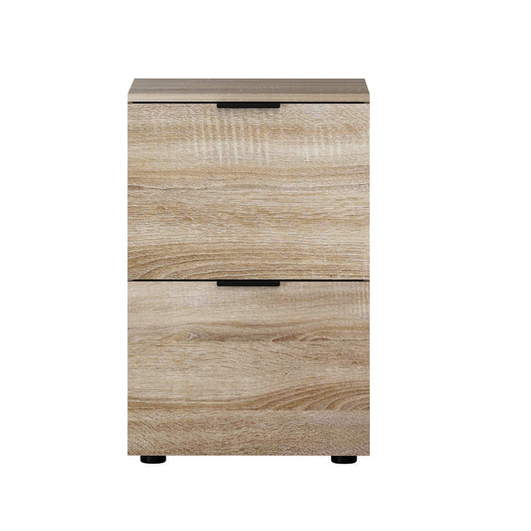 Artiss Filing Cabinet Files Storage Office Shelves File Organiser Oak 2 Drawer Artiss