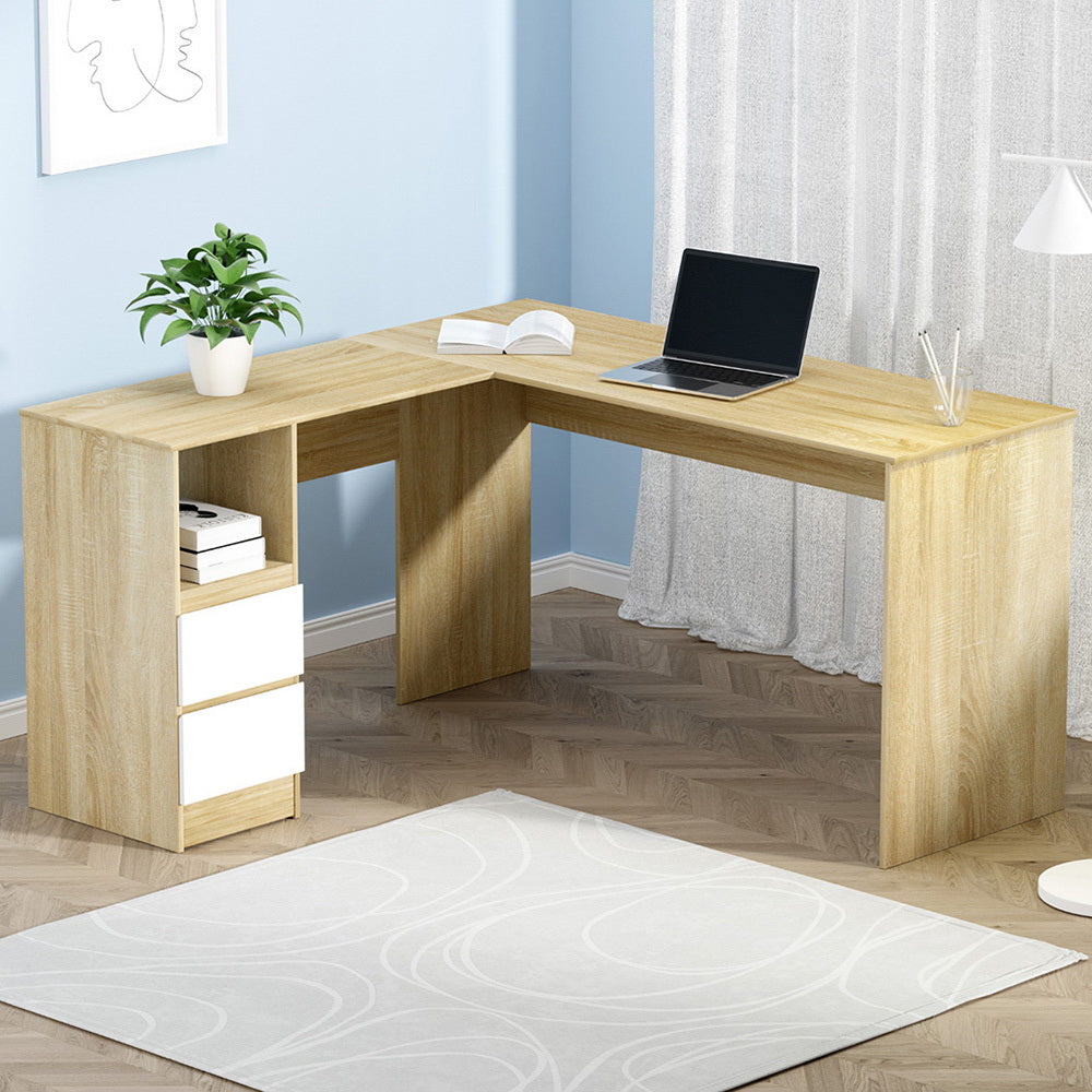 Artiss Corner Computer Desk Office Study Desks Table Drawers L-Shape Workstation Artiss