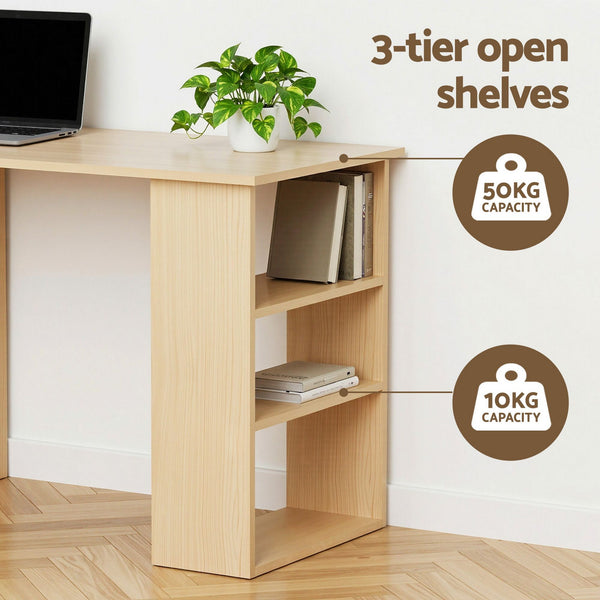 Artiss Computer Desk Drawer Shelf Oak White 120CM Awezingly