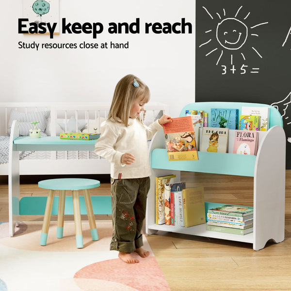 Keezi Kids Bookshelf 2 In 1 Table Chair Set Bookcase Toys Shelves Children Organiser Keezi