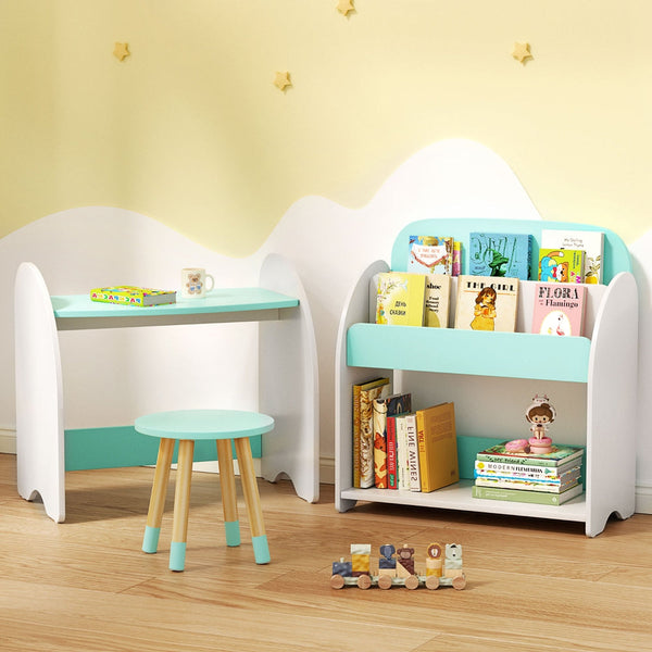 Keezi Kids Bookshelf 2 In 1 Table Chair Set Bookcase Toys Shelves Children Organiser Keezi