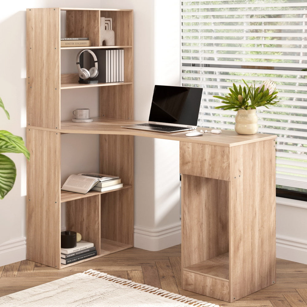 Artiss Computer Desk Bookshelf Drawer Cabinet Oak 120CM Artiss