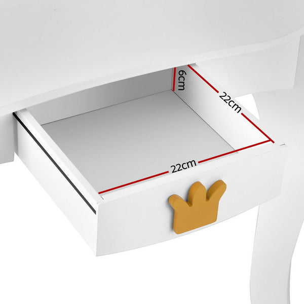 Keezi Kids Dressing Table Vanity Makeup Chair Set Wooden 3 Mirror Drawer White Keezi