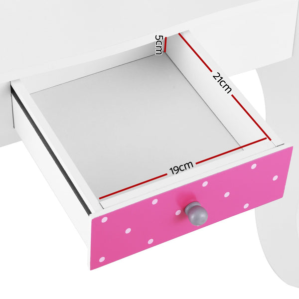 Keezi Kids Dressing Table Vanity Makeup Chair Set Wooden 3 Mirror Drawer Pink Keezi