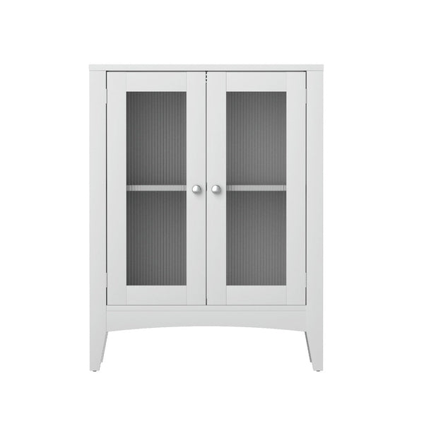 Artiss Bathroom Storage Cabinet 80cm Buffet Sideboard Floor Cupboard Toilet Glass White Artiss