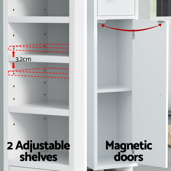 Artiss Bathroom Storage Cabinet 180cm Tall Slim Floor Cupboard Toilet Narrow Linen Tower Artiss