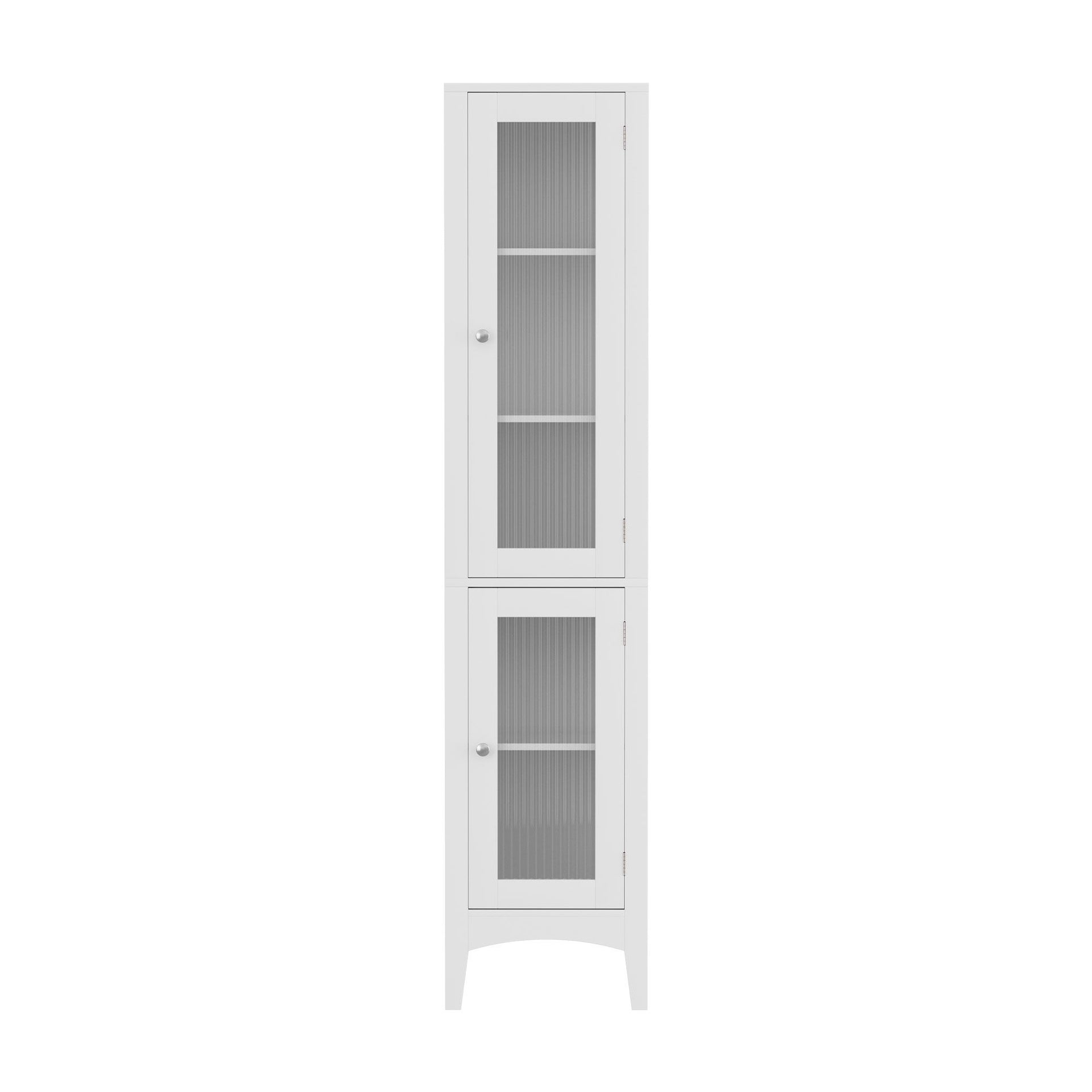 Artiss 2X Bathroom Storage Cabinet 160cm Tall Slim Floor Cupboard Toilet Glass Door White Awezingly