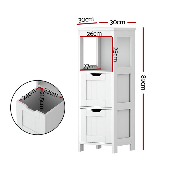 Artiss Bathroom Storage Cabinet 89cm Floor Toilet Drawer Bedroom Organizer Standing White Artiss
