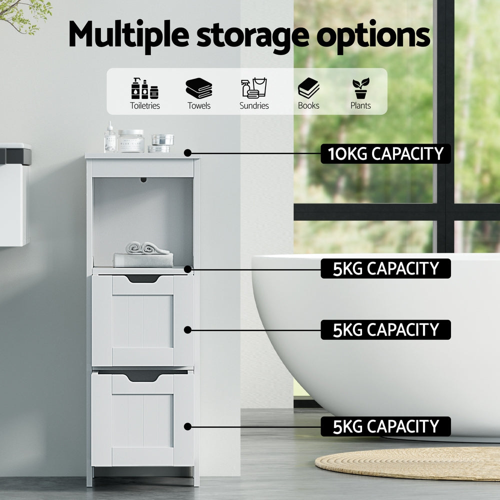 Artiss Bathroom Storage Cabinet 89cm Floor Toilet Drawer Bedroom Organizer Standing White Artiss