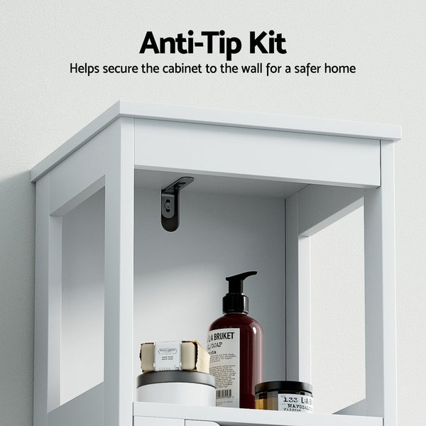 Artiss Bathroom Storage Cabinet 89cm Floor Toilet Drawer Bedroom Organizer Standing White Artiss