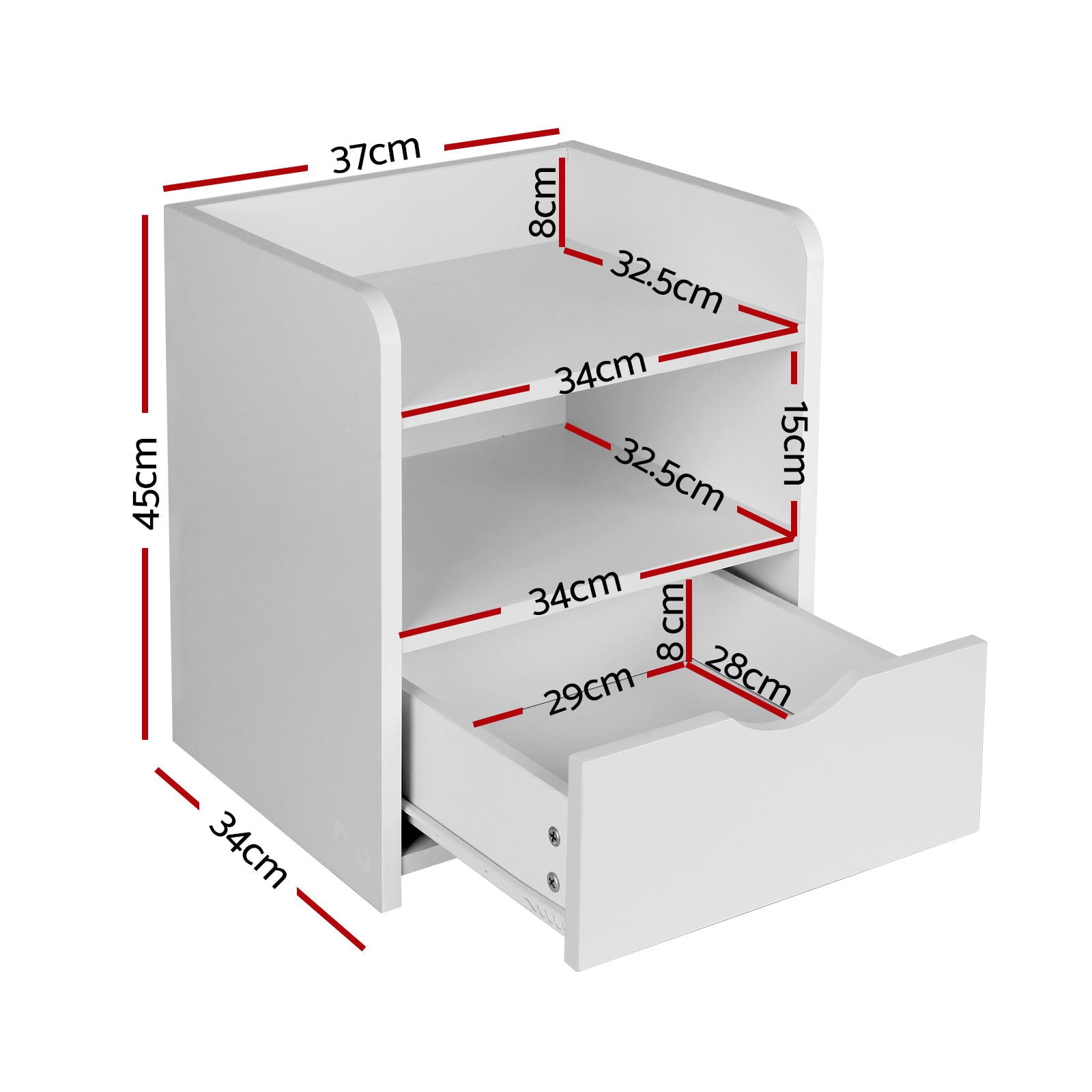 Artiss 2X Bedside Table 1 Drawer with Shelf - FARA White Artiss