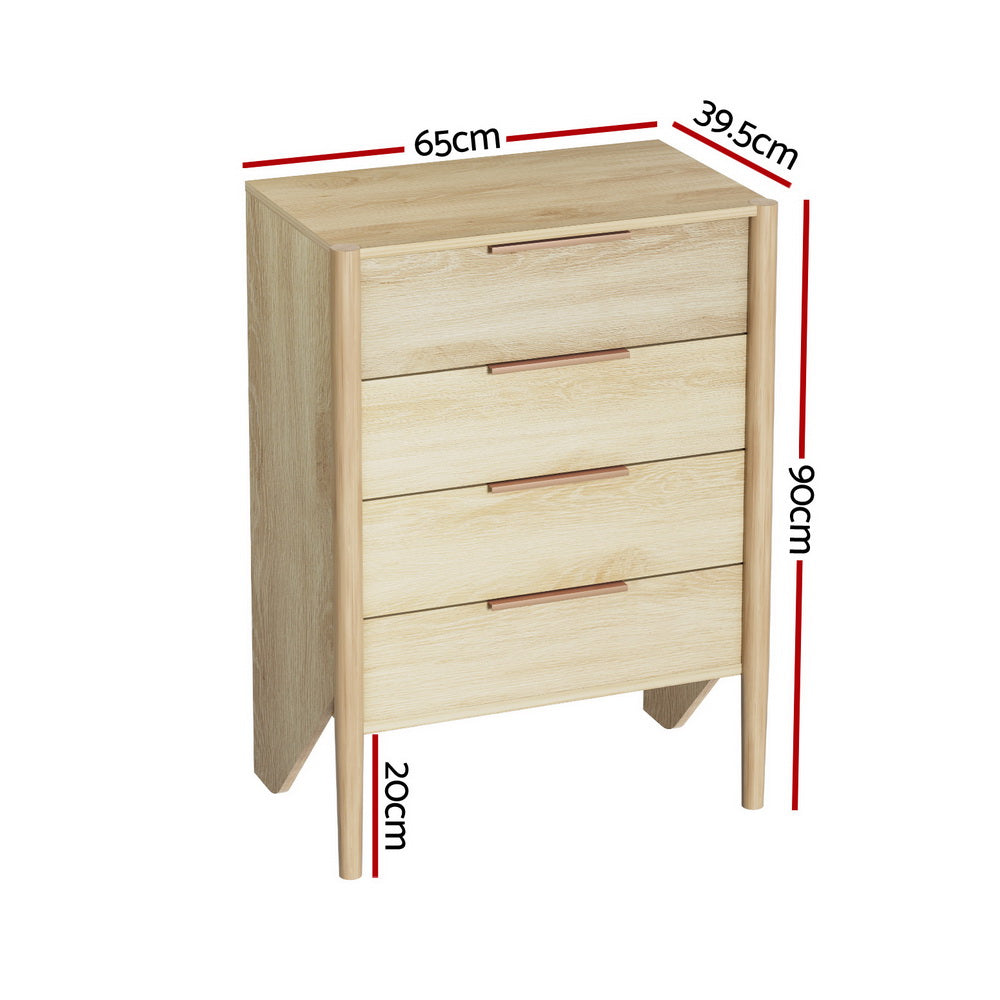 Artiss 4 Chest of Drawers - INEZ Oak Artiss