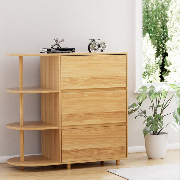 Artiss Chest of 3 Drawers Storage Cabinet 3 Shelves Pine Artiss