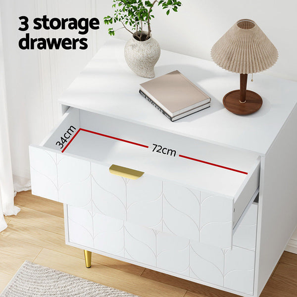 Artiss 3 Chest of Drawers Lowboy Cabinet White Artiss
