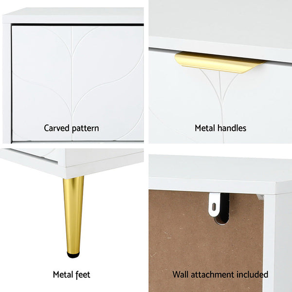 Artiss 3 Chest of Drawers Lowboy Cabinet White Artiss