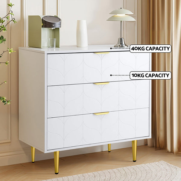 Artiss 3 Chest of Drawers Lowboy Cabinet White Artiss