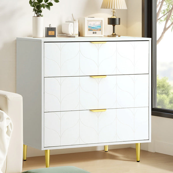 Artiss 3 Chest of Drawers Lowboy Cabinet White Artiss