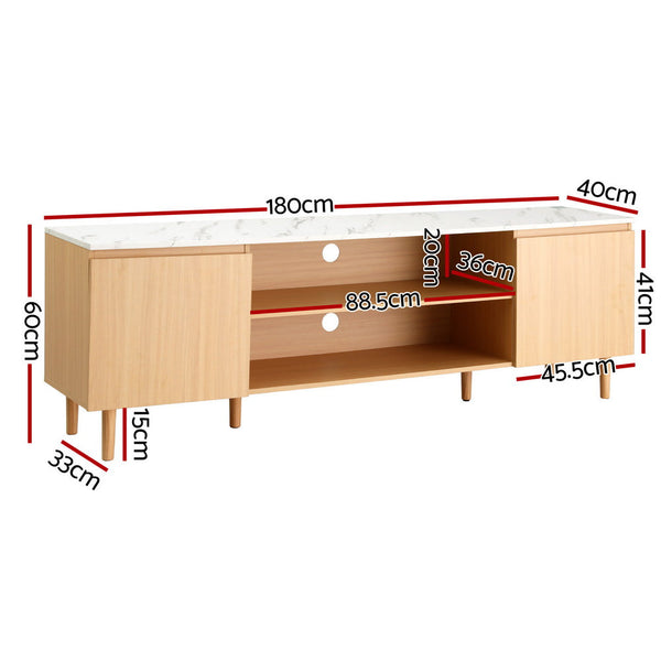 Artiss TV Cabinet Entertainment Unit Stand 180CM Pine White Artiss