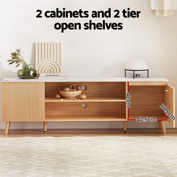 Artiss TV Cabinet Entertainment Unit Stand 180CM Pine White Artiss