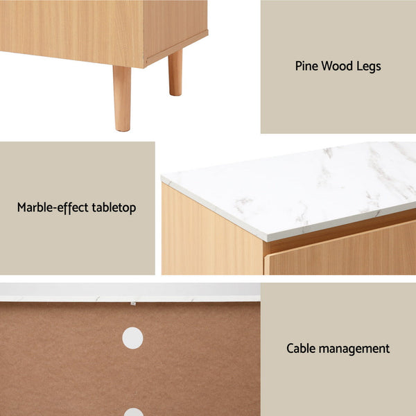 Artiss TV Cabinet Entertainment Unit Stand 180CM Pine White Artiss