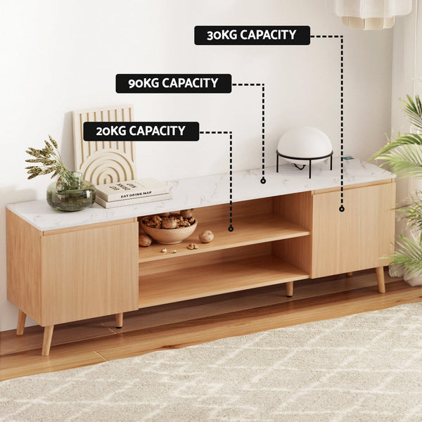 Artiss TV Cabinet Entertainment Unit Stand 180CM Pine White Artiss
