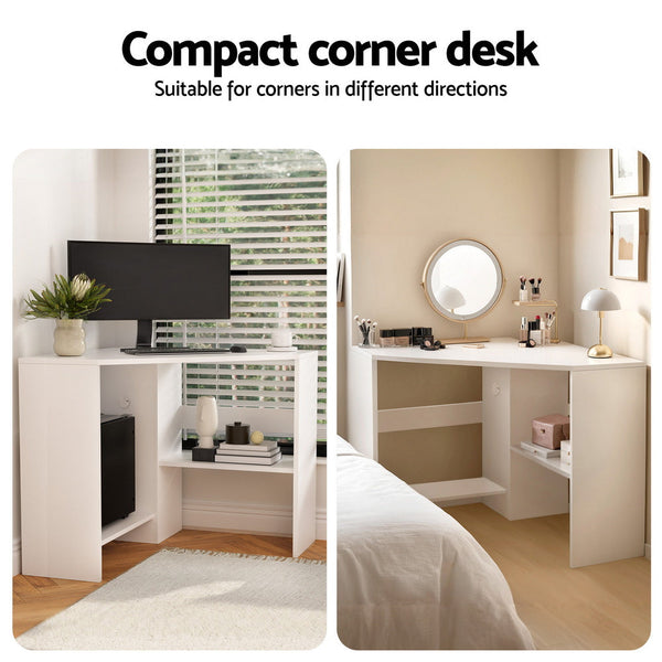 Artiss Corner Computer Desk Shelves CPU Stand L-shape Home Office Workstation Desks Awezingly