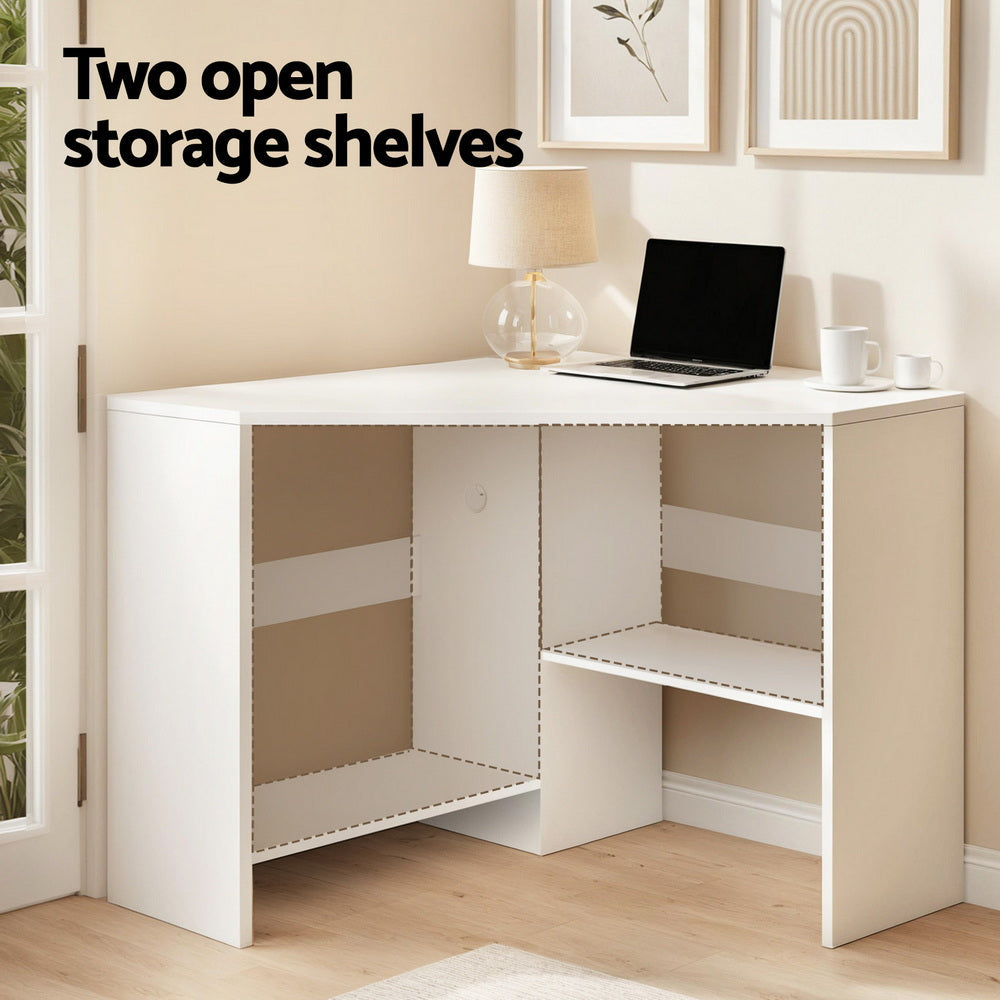 Artiss Corner Computer Desk Shelves CPU Stand L-shape Home Office Workstation Desks Awezingly