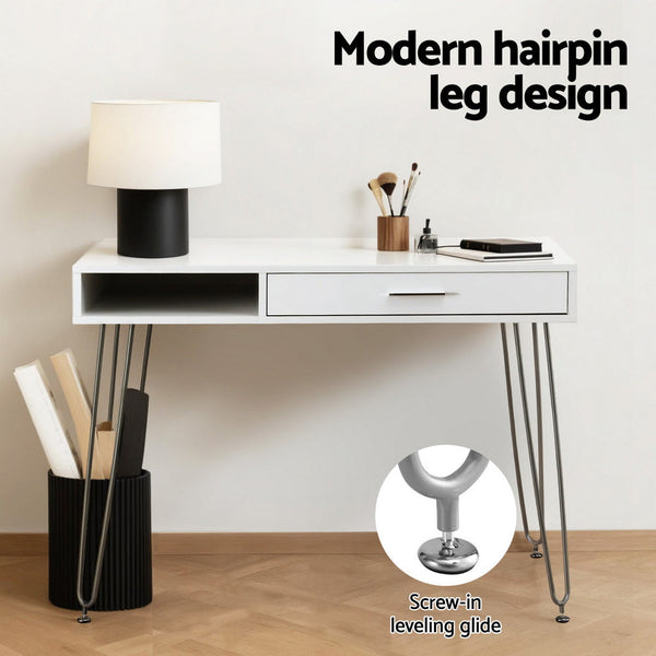 Artiss Computer Desk Drawer Cabinet Home Office Desks Workstation 100cm White Awezingly