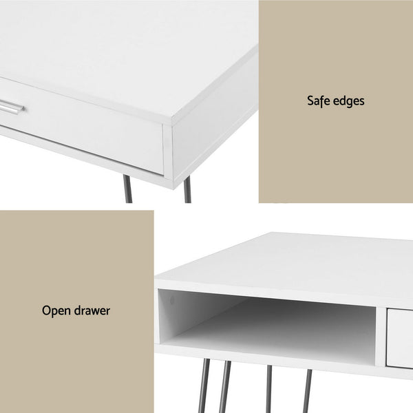 Artiss Computer Desk Drawer Cabinet Home Office Desks Workstation 100cm White Awezingly