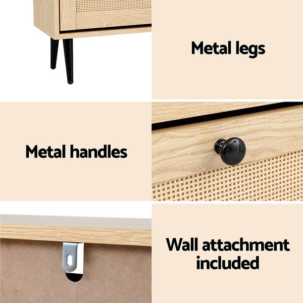 Artiss Shoe Rack Cabinet 3 Flip-out Drawers Pine Artiss