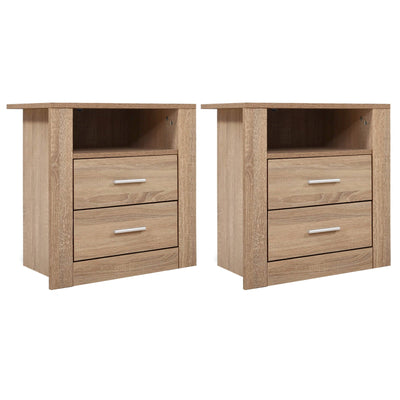 Artiss 2X Bedside Table 2 Drawers with Shelf - TARA Oak