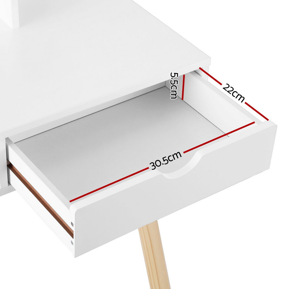 Keezi Kids Dressing Table Vanity Makeup Chair Set with Mirror Drawers Wooden Legs Keezi