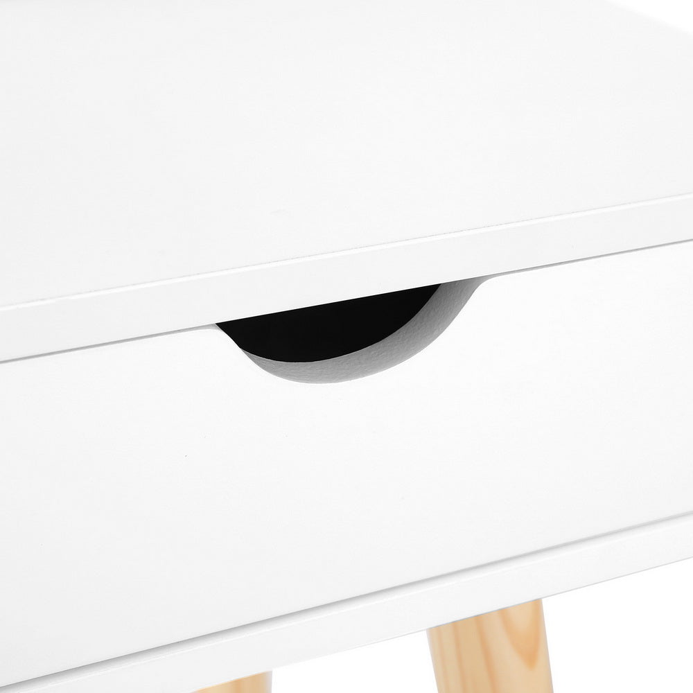 Keezi Kids Dressing Table Vanity Makeup Chair Set with Mirror Drawers Wooden Legs Keezi