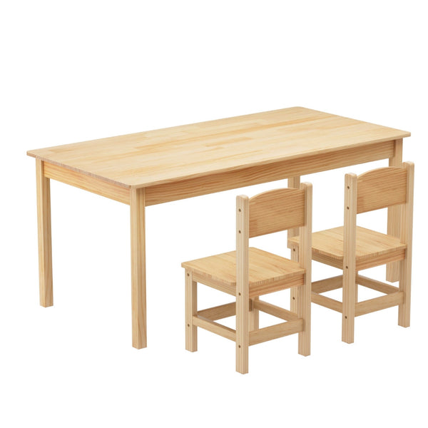 1 Keezi Kids Table and 2 Chairs Set Pinewood Keezi