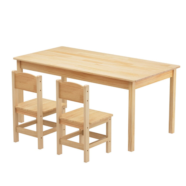 1 Keezi Kids Table and 2 Chairs Set Pinewood Keezi