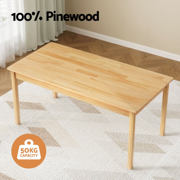 1 Keezi Kids Table and 2 Chairs Set Pinewood Keezi