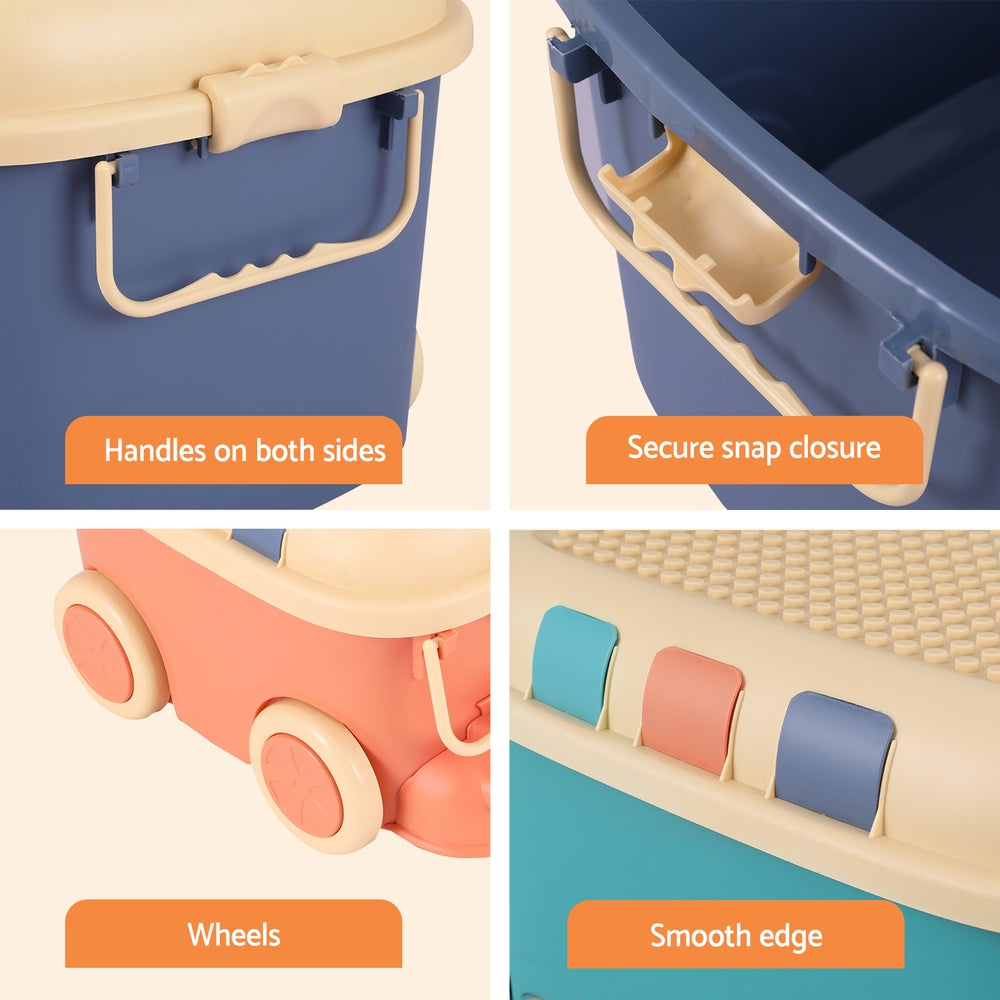 Keezi 3PCS Toy Storage Box Cute Car Toy Container Kids Toys Organiser Snack Boxes Keezi