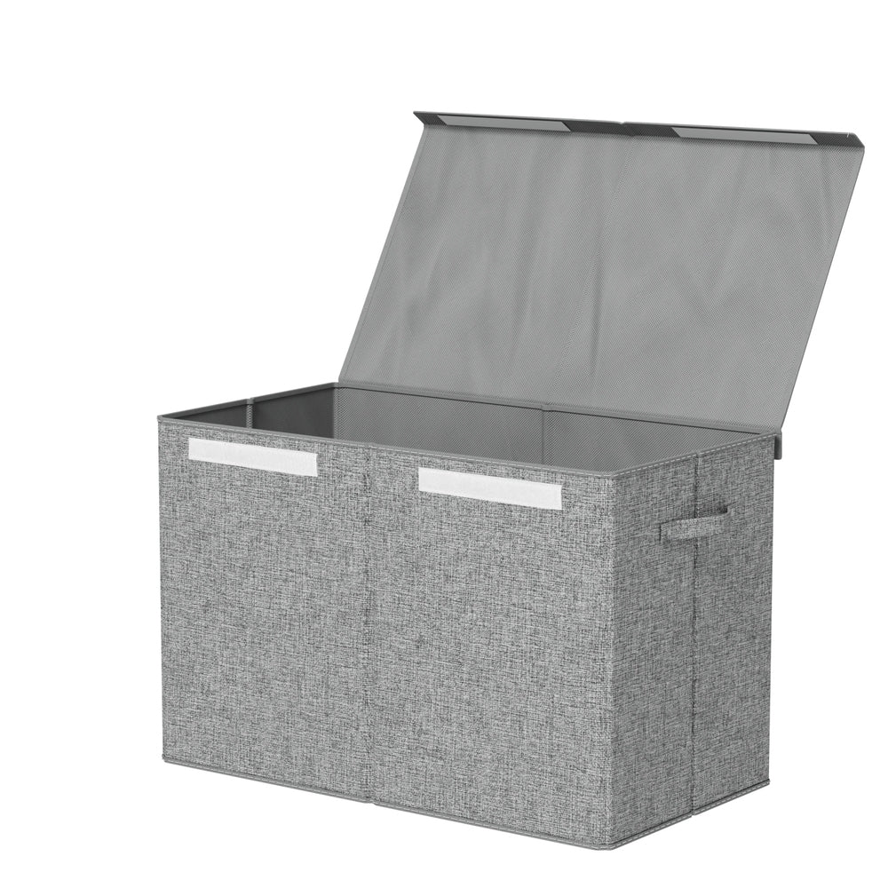 Keezi Large Toy Box Chest Storage with Flip-Top Lid Foldable Organizer Bins Grey Keezi