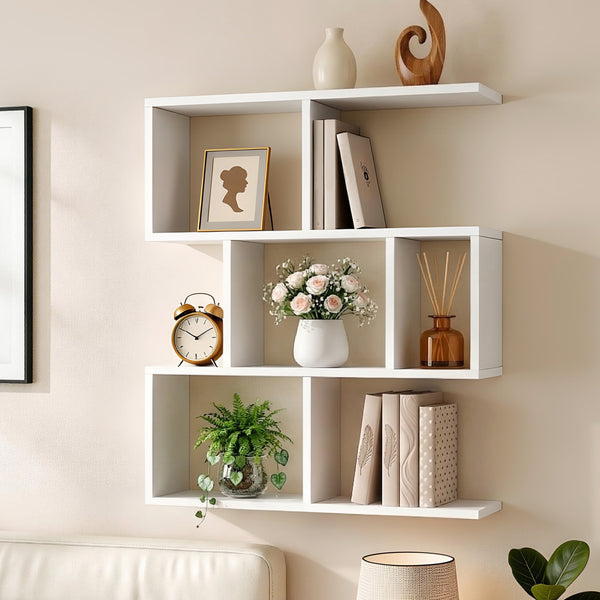 Artiss Floating Wall Shelf Bookshelf 3-Tier Display Storage Organiser White Awezingly