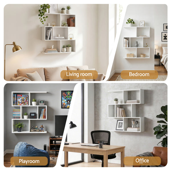 Artiss Floating Wall Shelf Bookshelf 3-Tier Display Storage Organiser White Awezingly
